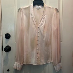 Calvin Klein blush pink watercolor blouse petite small